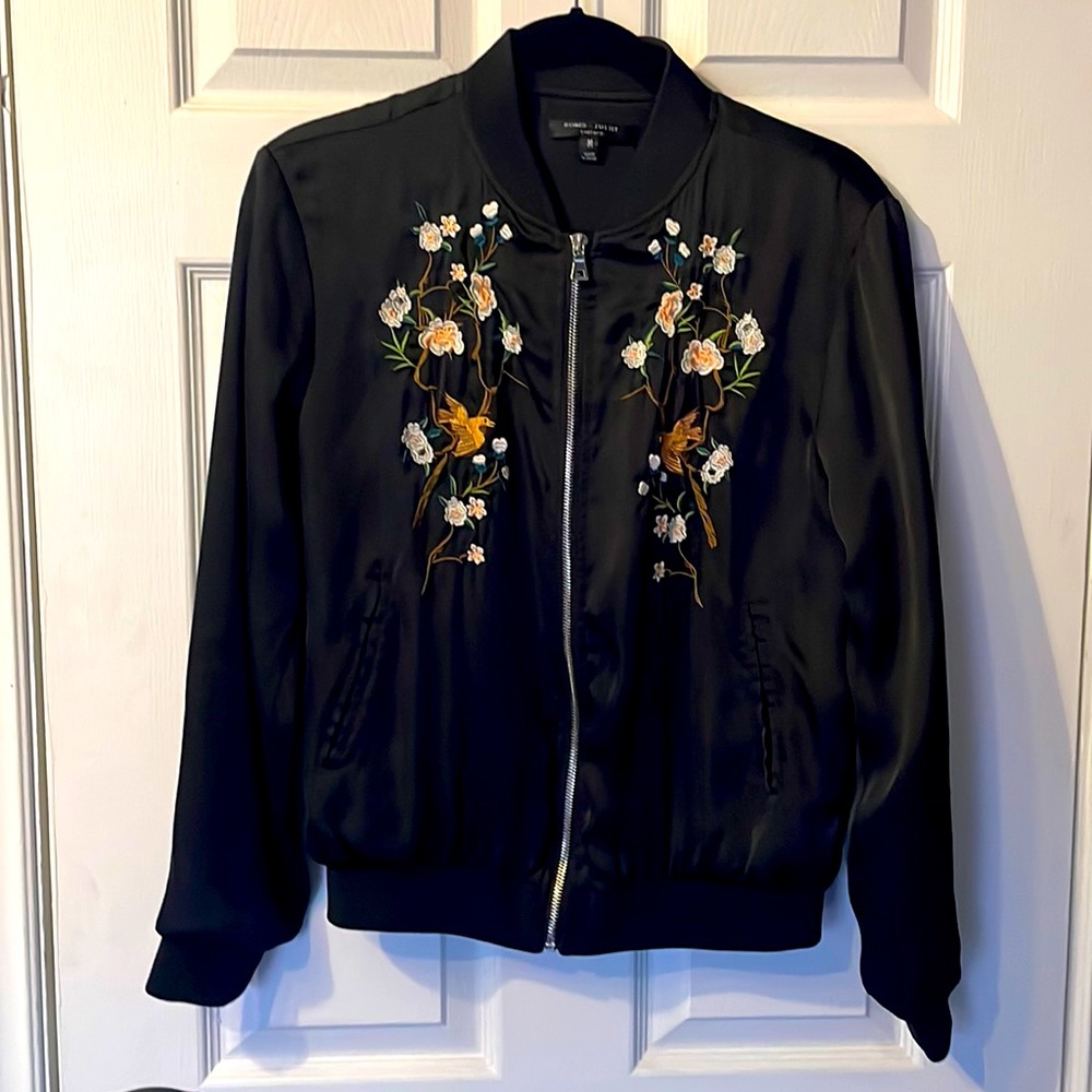 Romeo & Juliet silky black bomber jacket embroidered size S/M